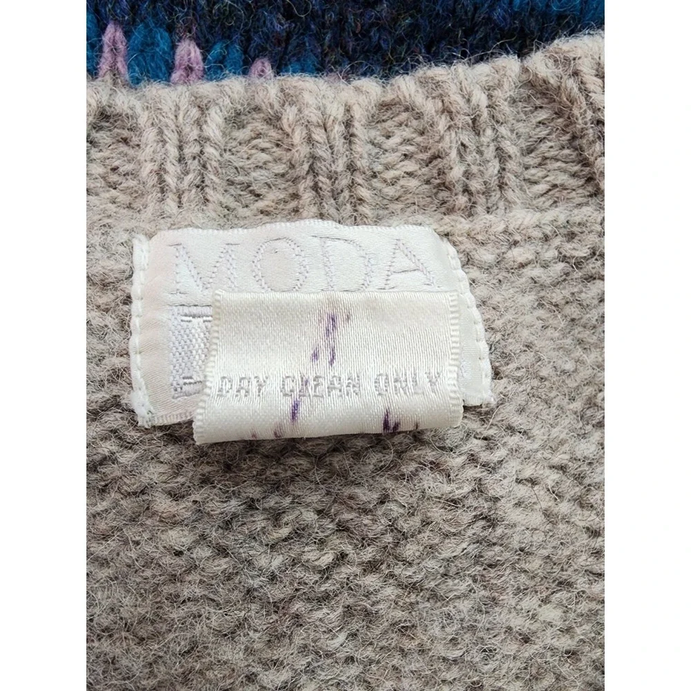 Vintage Sweater Fair Isle Womens Wool Apres Ski Cabin Nordic Heavy Thick Medium